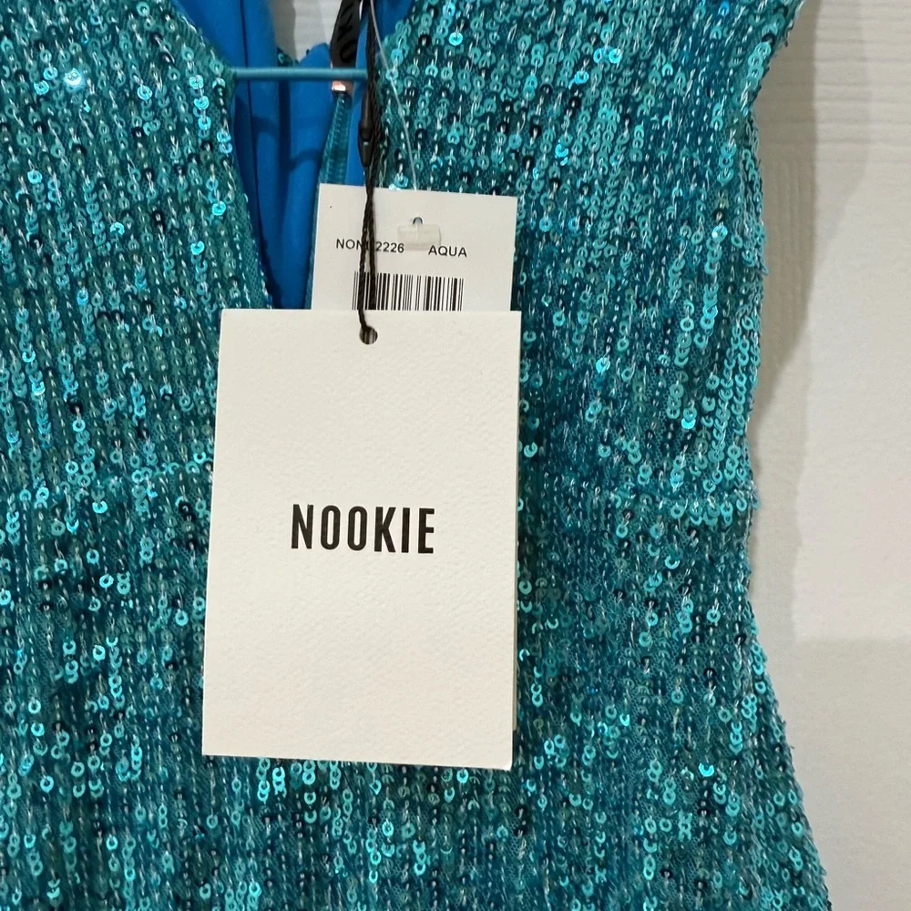 Aqua Turquoise Sequin Dress Size S by NOOKIE - Picture 5 of 5